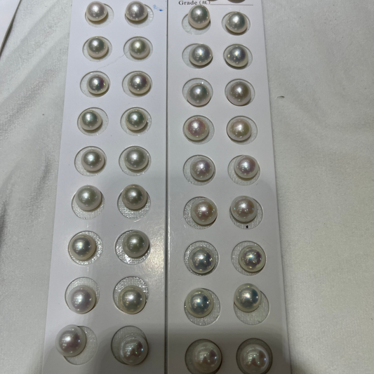10-11mm freshwater mabe pearl earrings white 4A MOQ 10 pair price is card/10pair