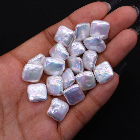 11mm Square pearls beads white could drill for square pearl strand MOQ 10 pcs price for 10 pcs