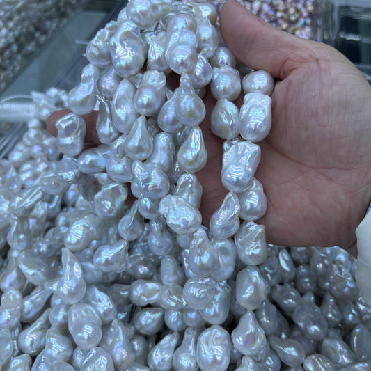 13-16mm medium baroque pearl white/purple/peach 38cm/string 4A