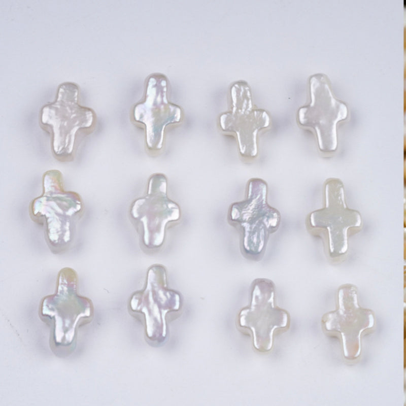 10X14mm pearl cross earrings white 5A price for 10pair/card