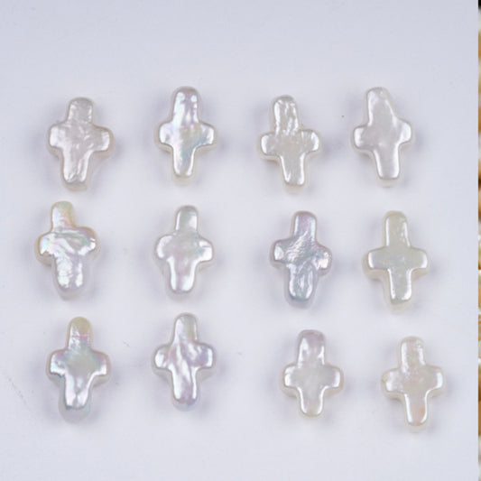 10X14mm pearl cross earrings white 5A price for 10pair/card