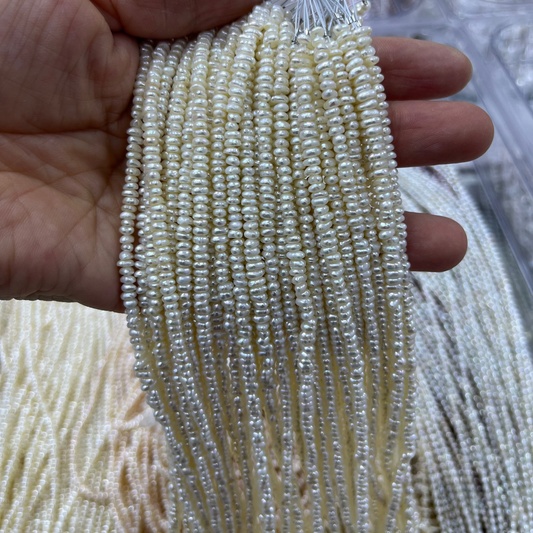 3-4mm button pearl white wholesale