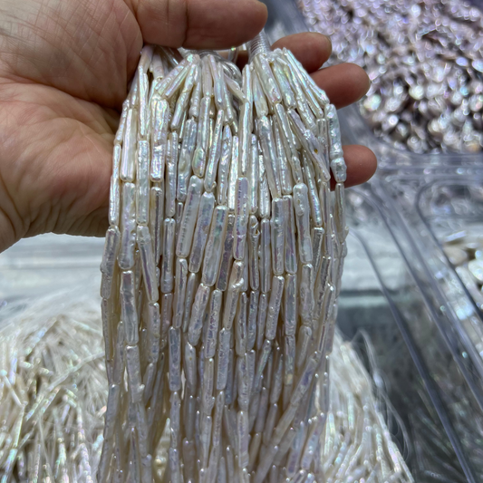 4X22-24mm Bar pearl stick pearls white 38cm/string 5A