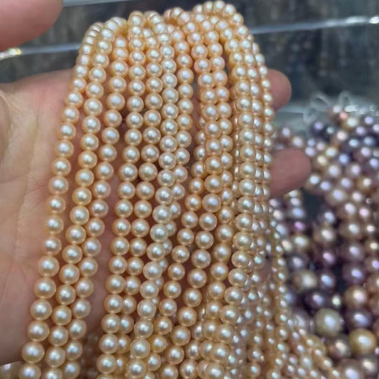 6mm round peach pearl