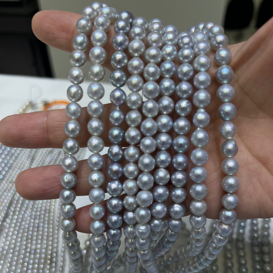 7-8mm akoya pearl necklace blue grey