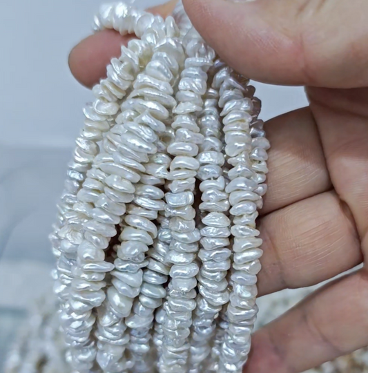 7-8mm keshi pearl wholesale drill on center silver color