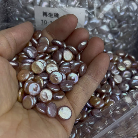 8-10mm loose coin pearls purple