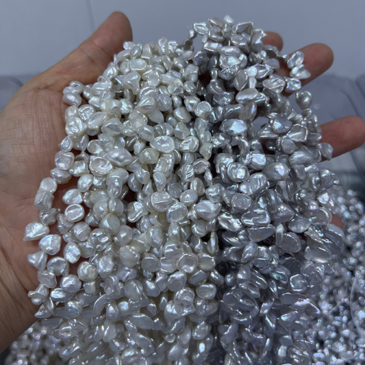 8-9mm keshi petals pearls grey white