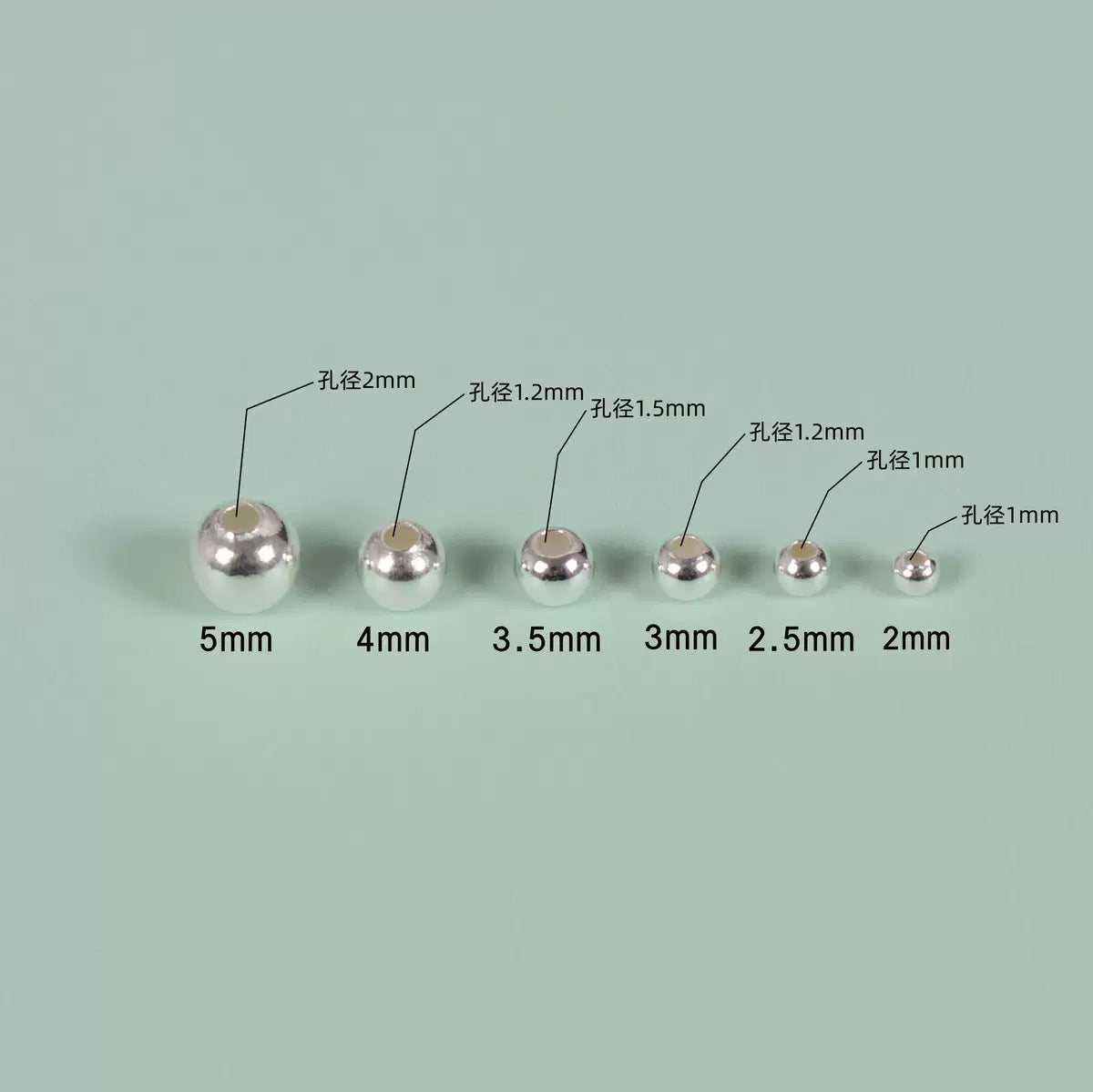 3mm Plain beads white S925 MOQ 50pcs (50pcs/bag)
