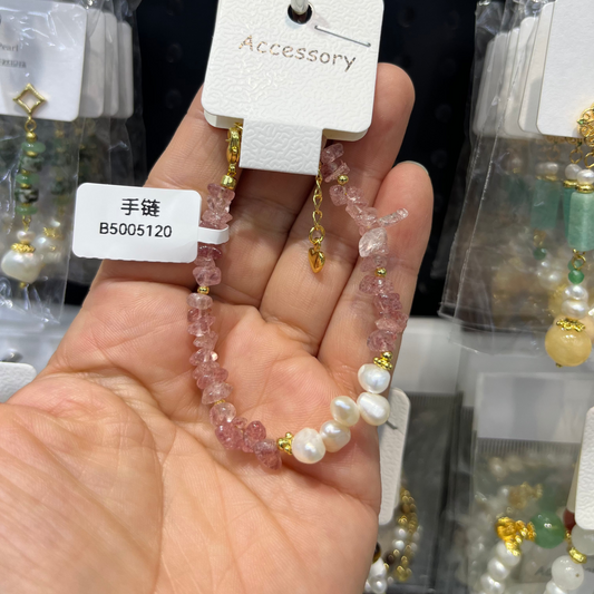 pink quartz crystal bracelet