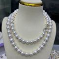 10-12mm-round-opera pearl-necklace-with a Silver clasp - 5a