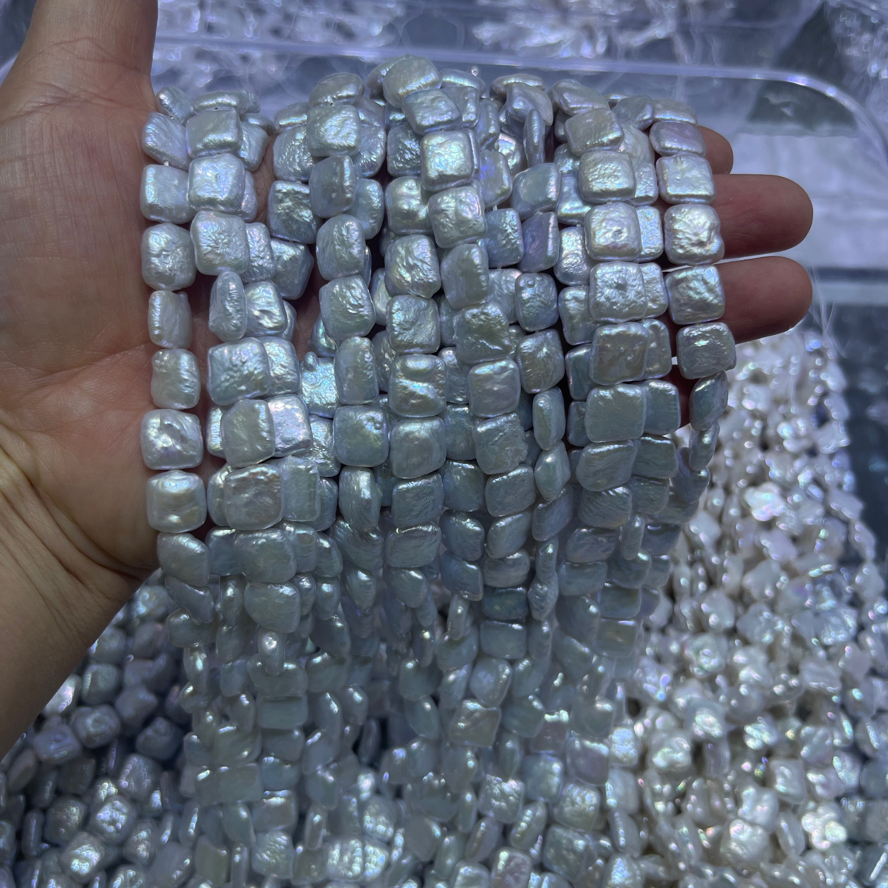 11-12mm Cube-shaped Pearl Strand