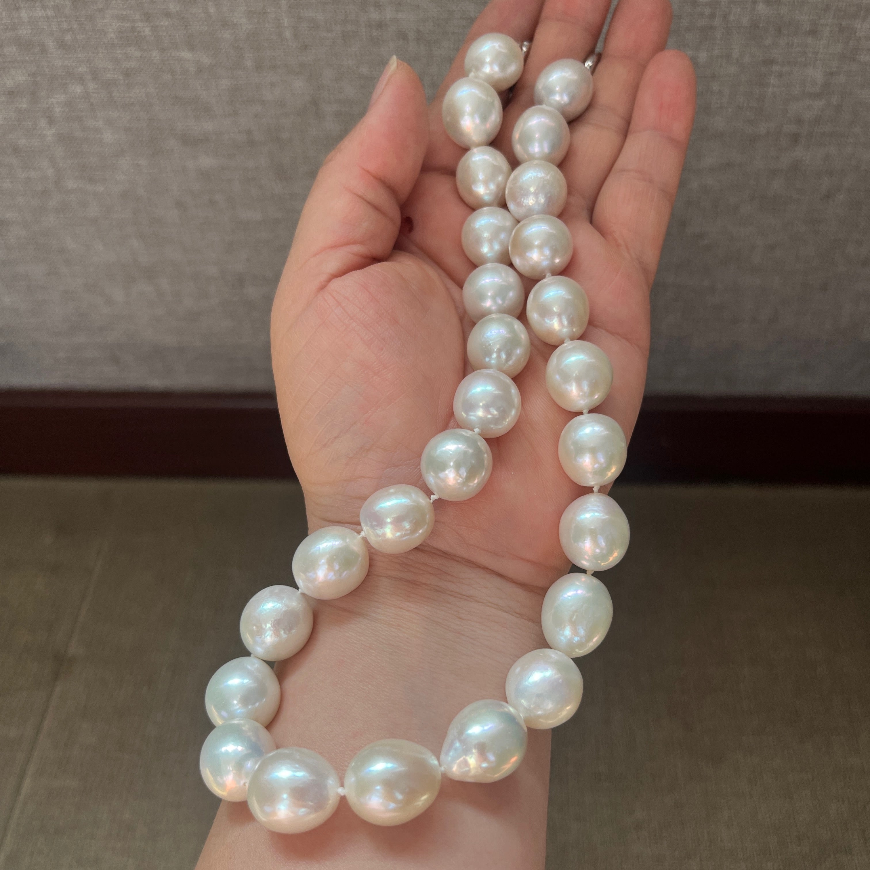 12-14mm Organic Teardrop Baroque Pearls Necklace with S925 Clasp -Statement Pearl Necklace