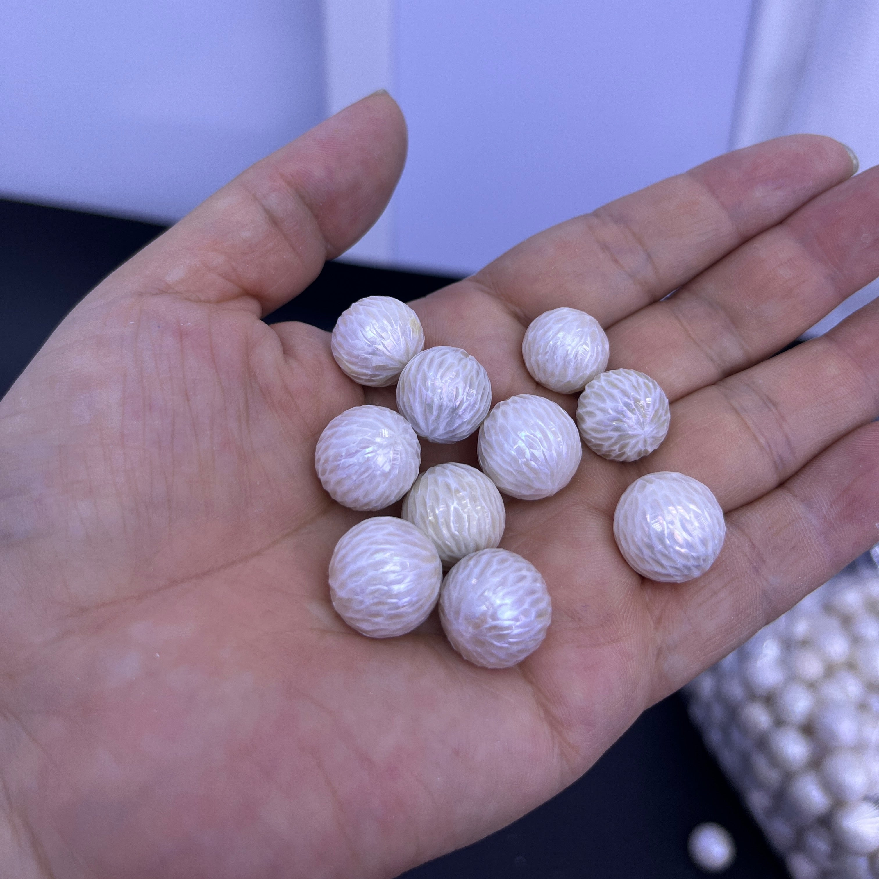 13-15mm dragon engraving pearl loose white - 5A price is for 30pcs