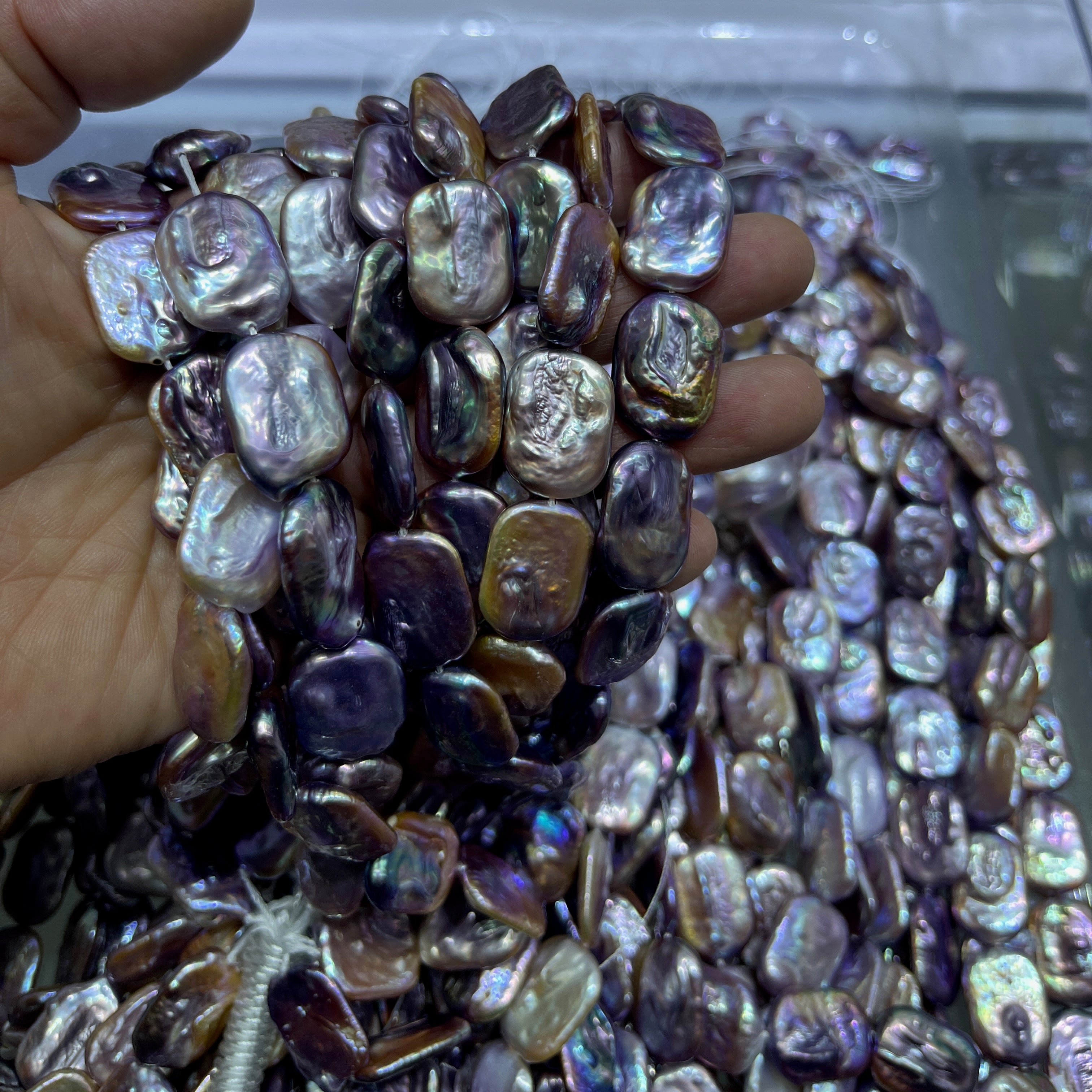 14X18mm rectangle pearl strand purple