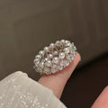 Elasticity ring 3mm round pearl ring design as gift OEM,Bulk order contact us please