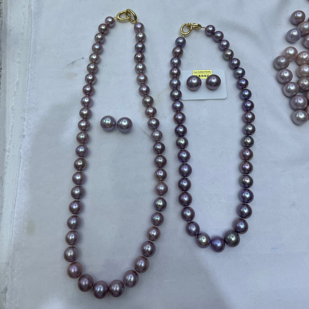 12-14mm Round Purple Pearl Necklace Good Quality with Silver Clasp- Price for 18 Inch Necklace ( other longth or with earrign contact us for price)