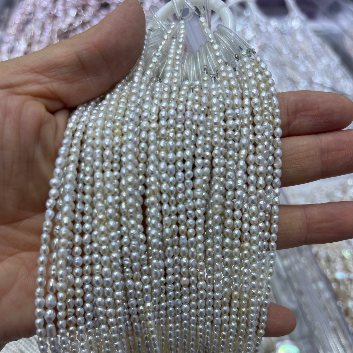 3-4mm keshi white pearl strand