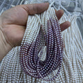 3-4mm round pearl strand purple mix white - 4A