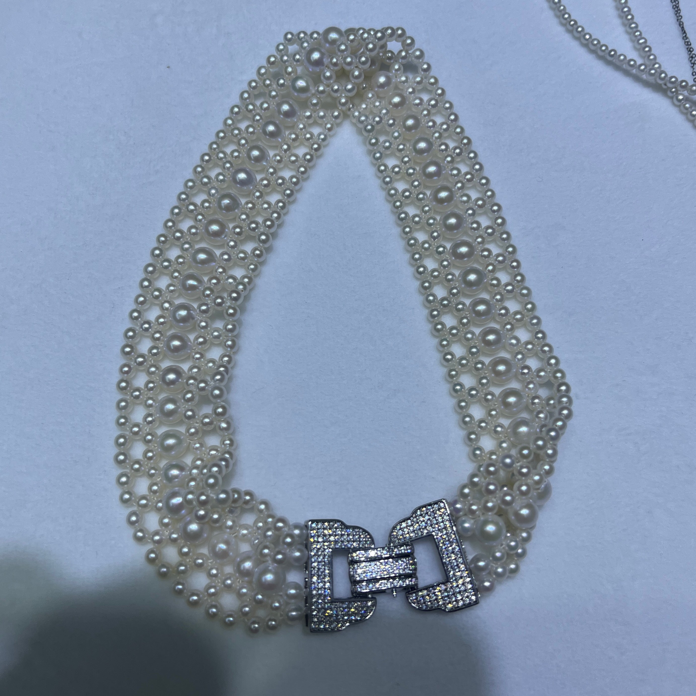 Handcrafted 3mm 6mm round braided pearl necklace -4A