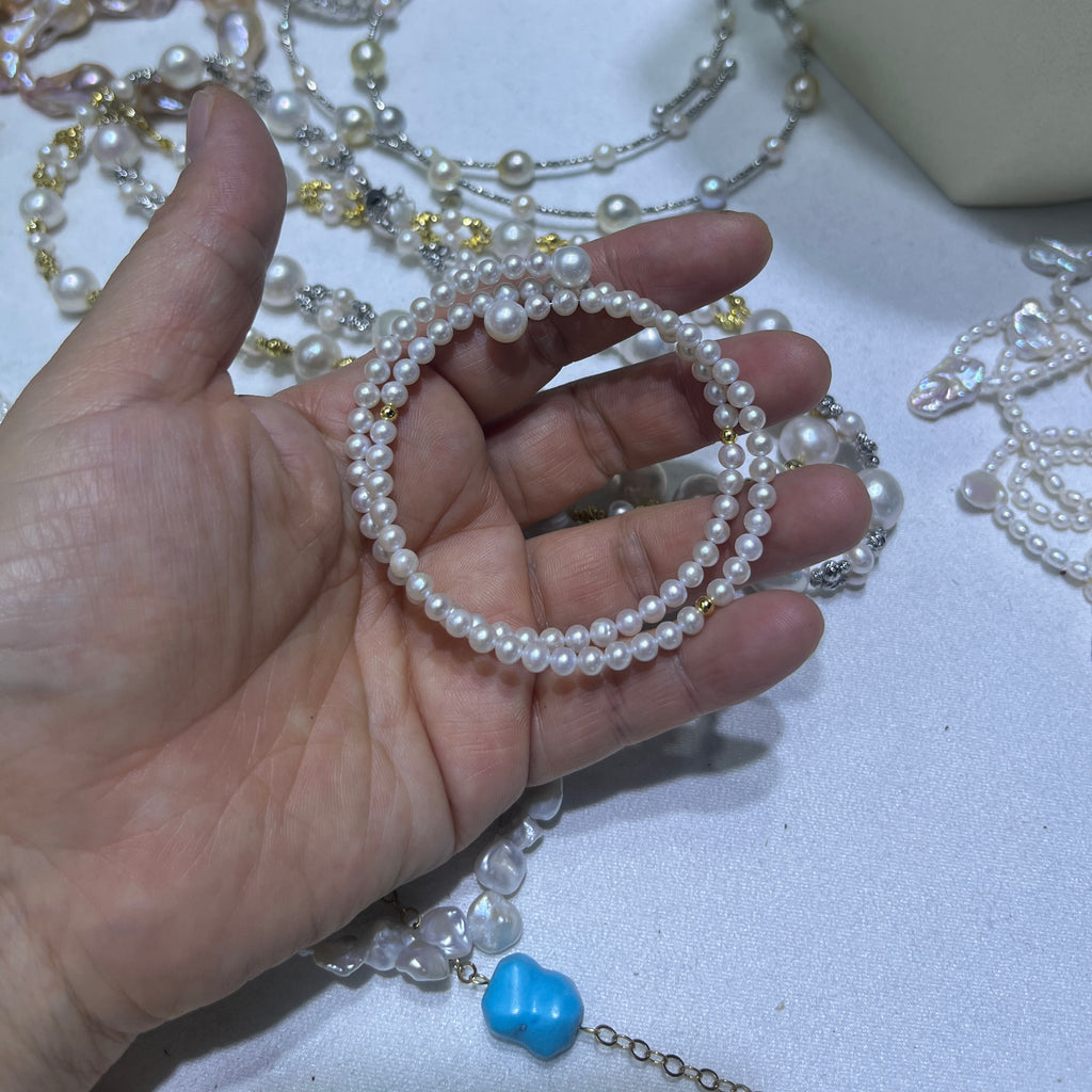Symmetrical 4-5mm & 6-7mm Round Pearl Bracelet - Inverted Graduation for Modern Designers