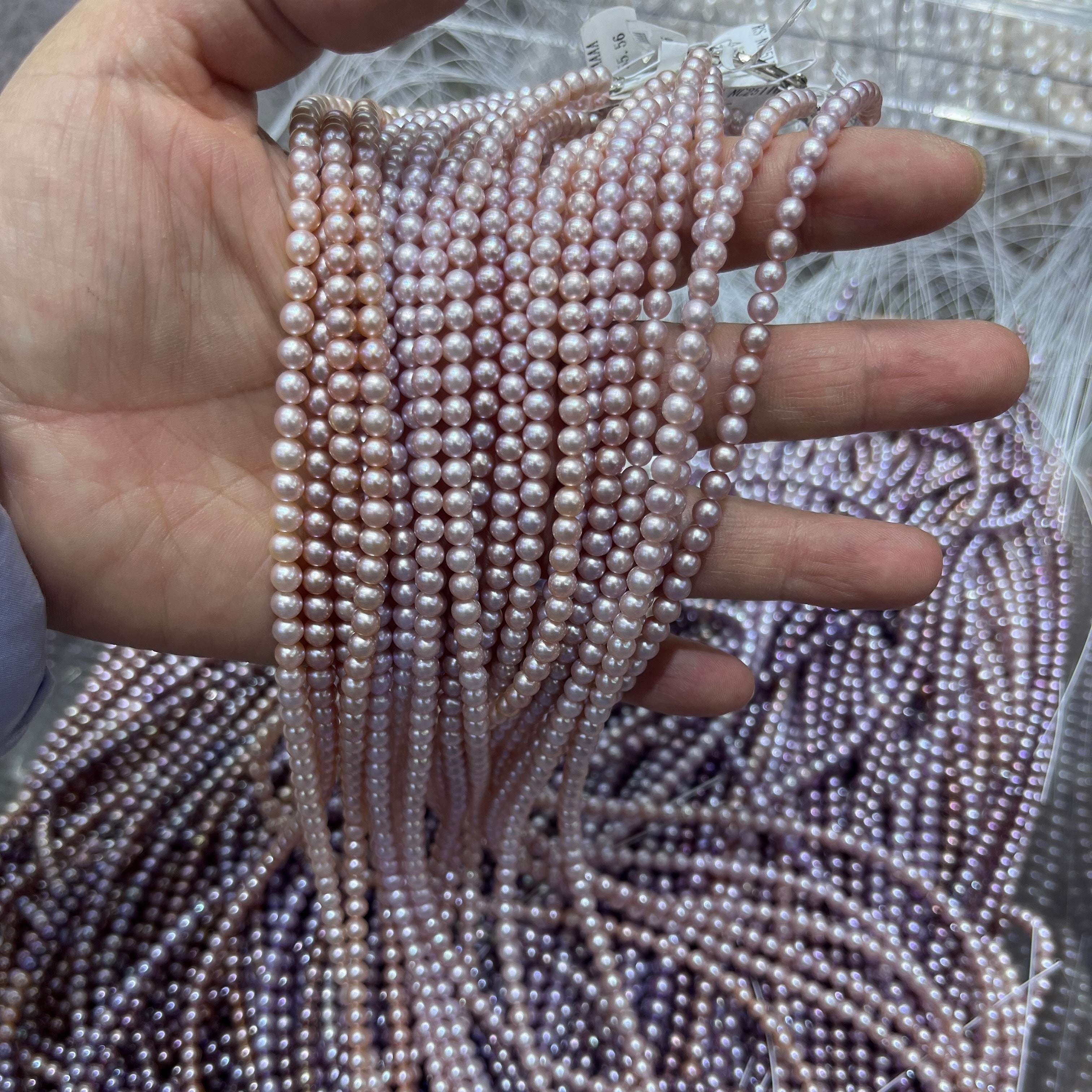 4-5mm near round pink pearl strand