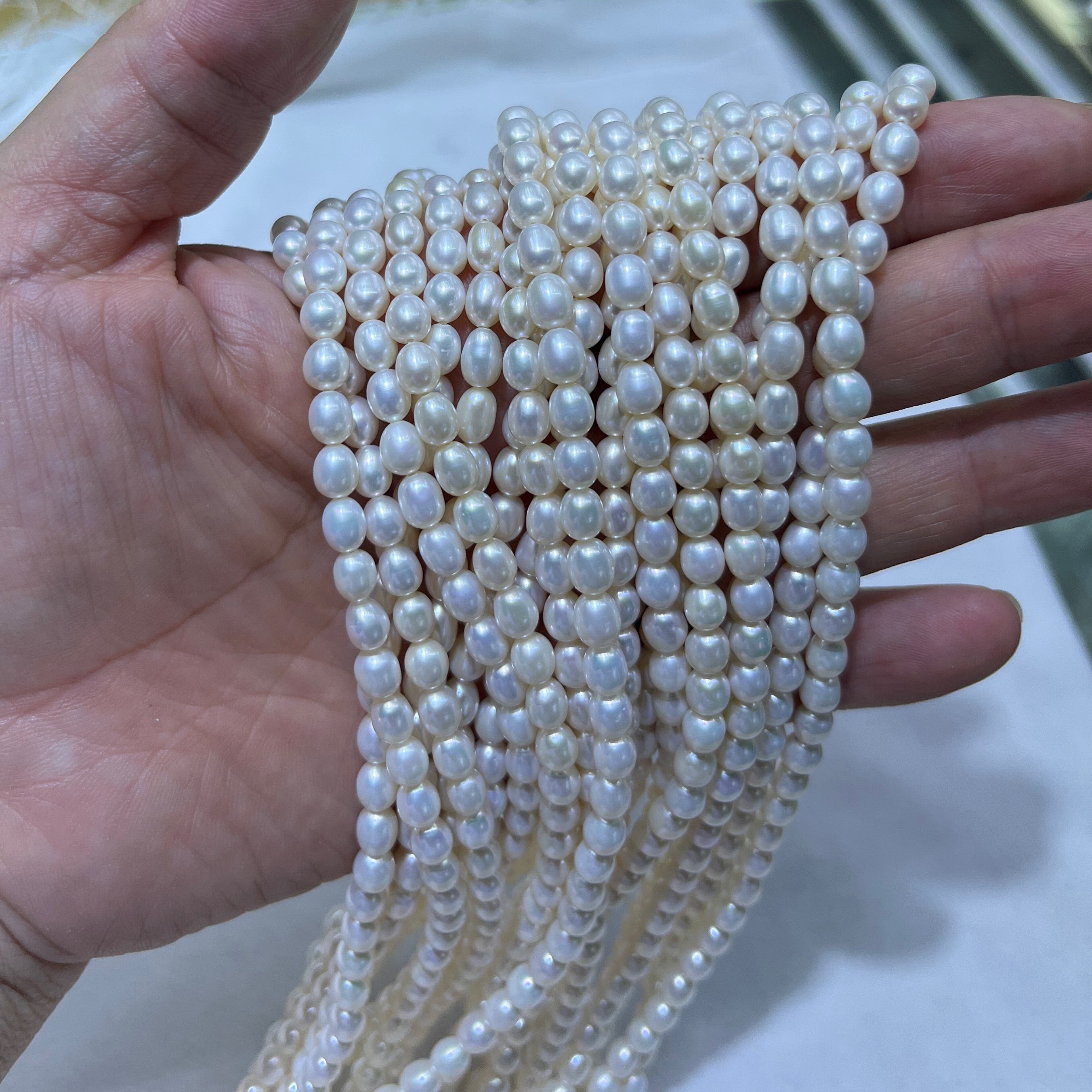 4-5mm rice pearl strand white - 5A price for 10 strand