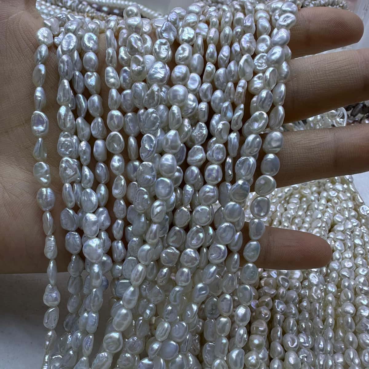 5-6 mm keshi pearl strand white - 5A