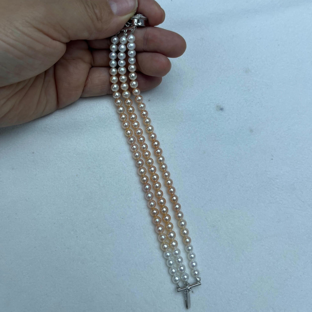 6-7mm Gradient colors White and Orange Round Pearl Bracelet for Modern Designer