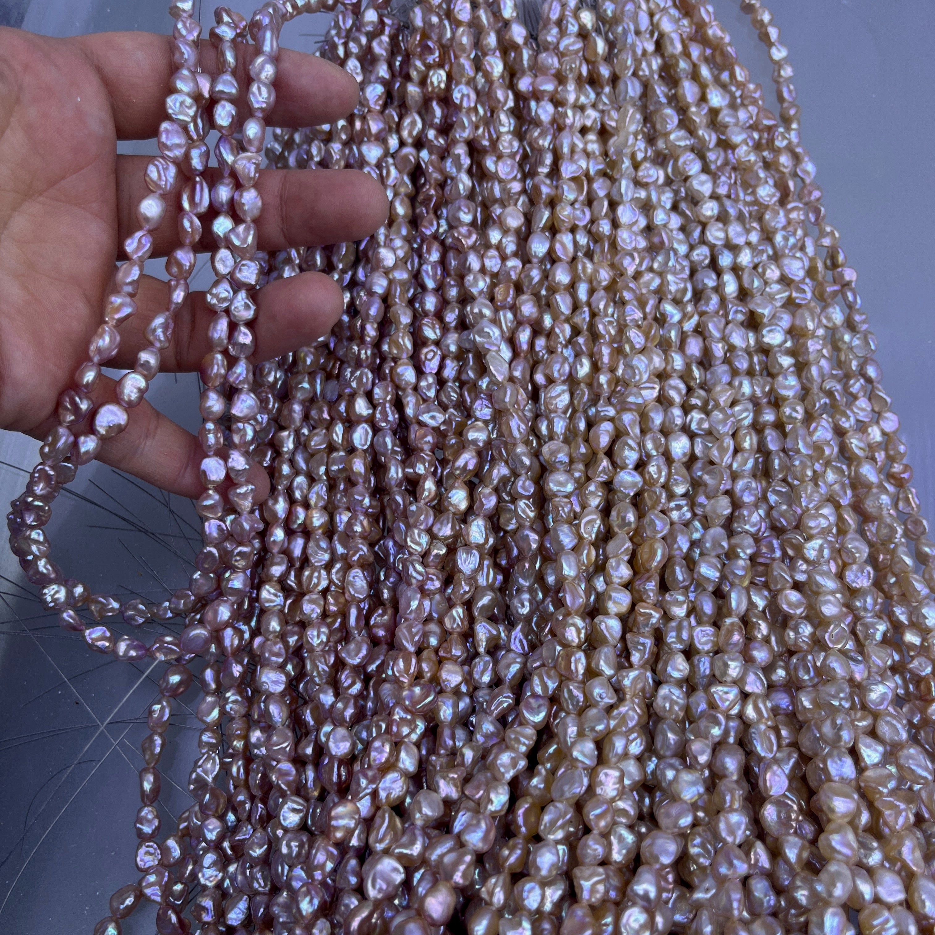 6-7mm keshi pearl strand pink