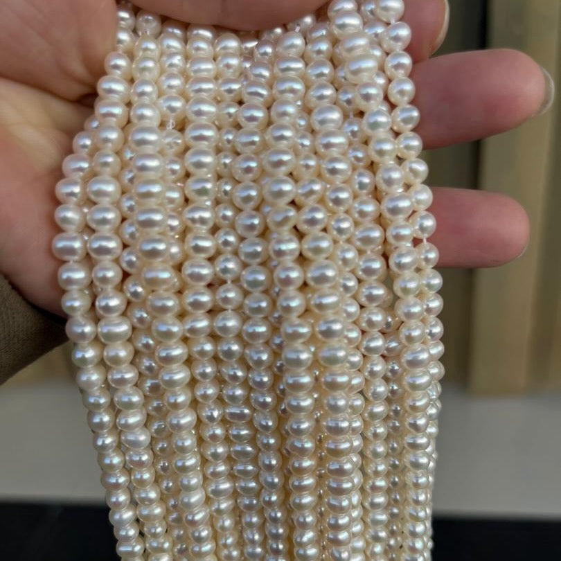 6-7mm oval/potato pearl strand white - 4A Price is for 10 strand
