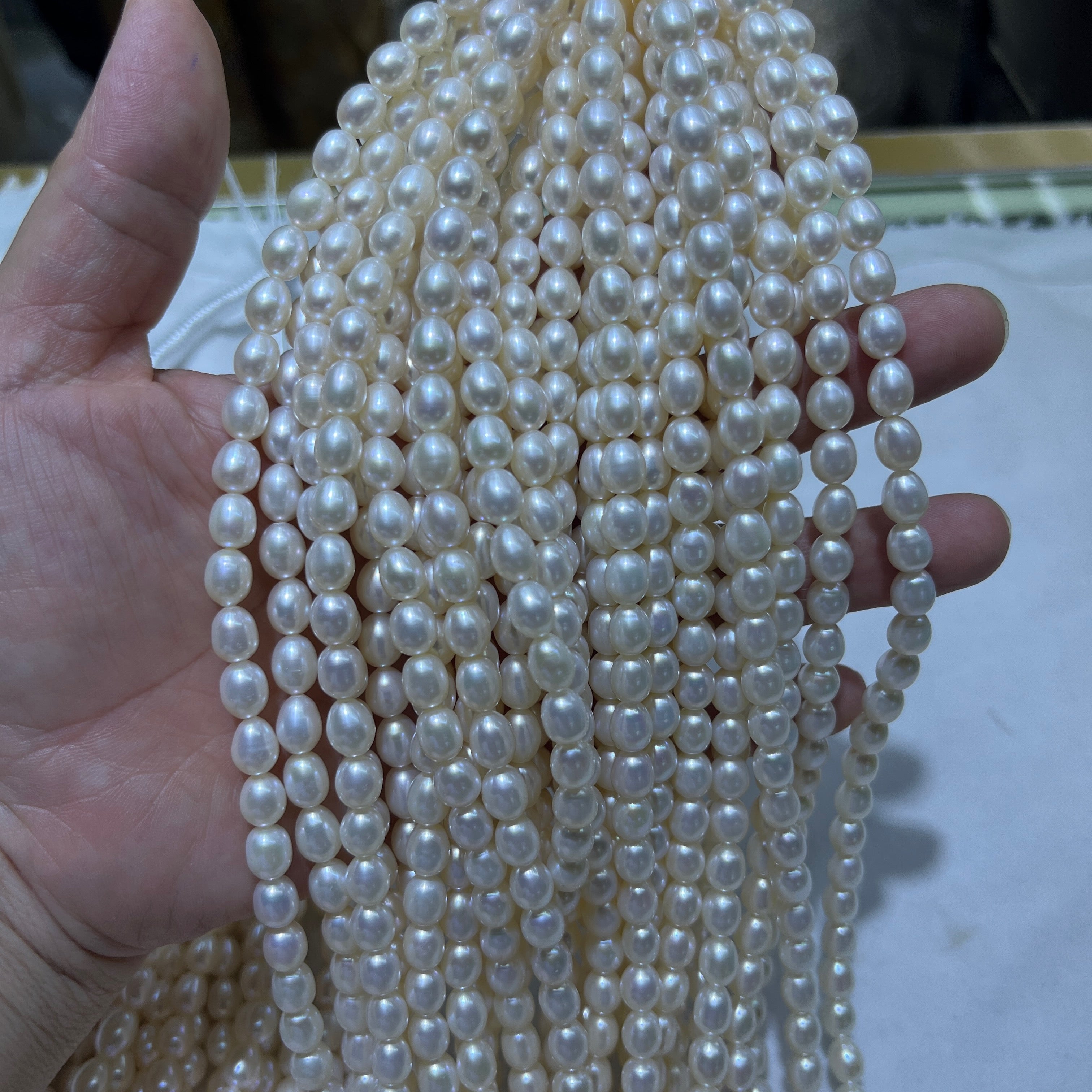 6-7mm rice pearl strand white - 5A