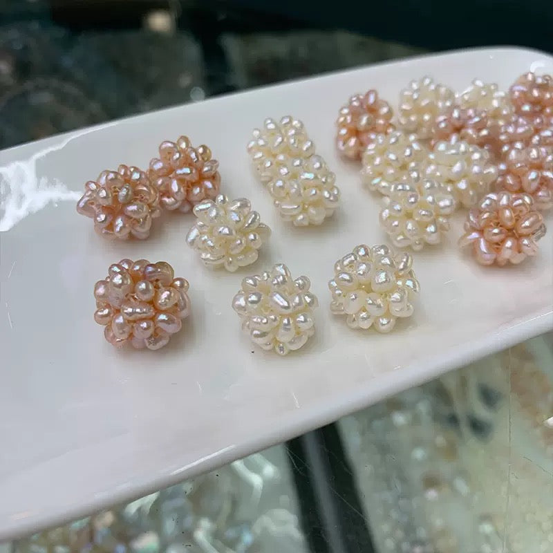 Handmade Weave White Pearl Balls,Natural Freshwater Pearl for jewelry making (MOQ 50 pcs) bulk order DM price