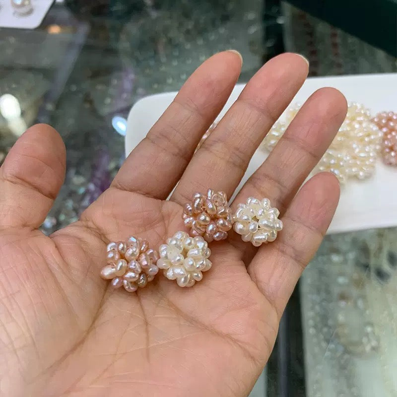 Handmade Weave White Pearl Balls,Natural Freshwater Pearl for jewelry making (MOQ 50 pcs) bulk order DM price