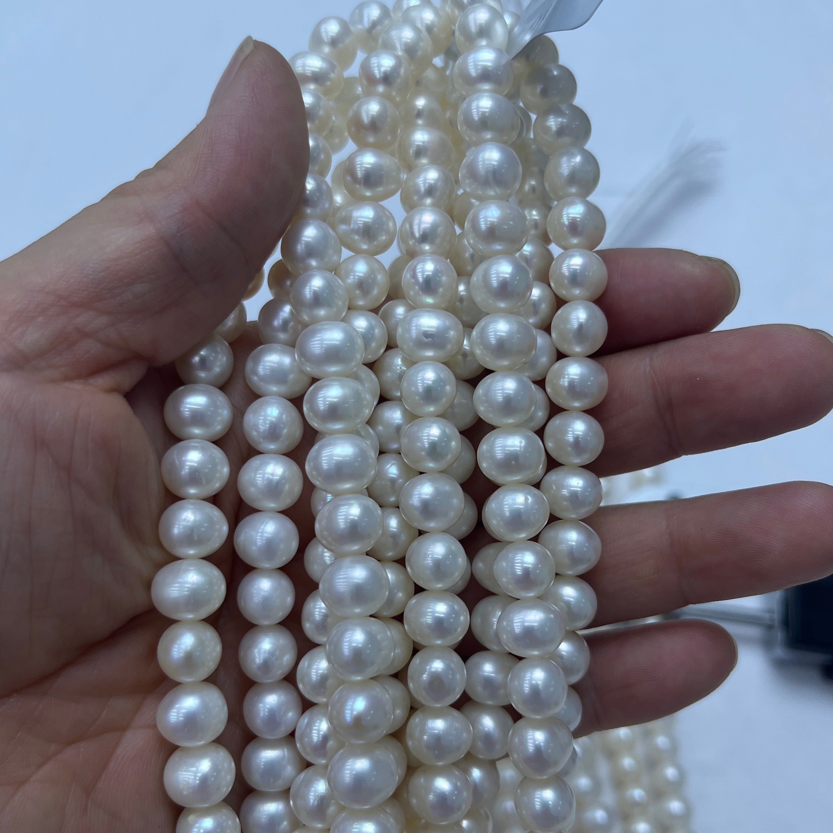 7-8mm oval/potato pearl strand white - 4A Price is for 10 strand