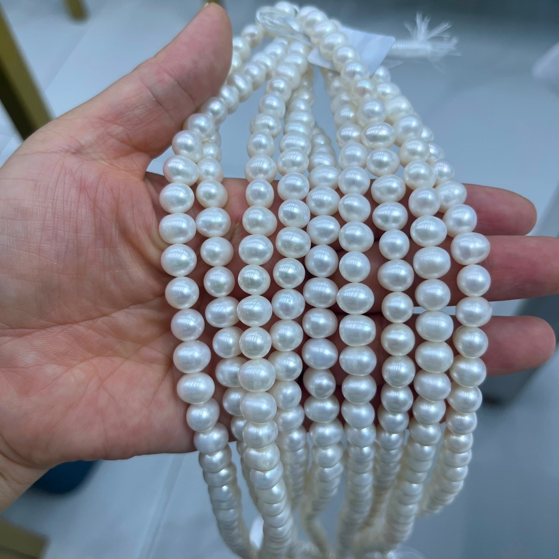 7.5-8.5mm oval/potato pearl strand white - 4A Price is for 10 strand