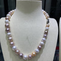 8-10mm Round Candy Pearl Necklace with Silver Clasp- for Modern Designs