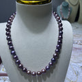 8-10mm Lavender Round Pearl Necklace - Elegant Violet Hues for Modern Designs