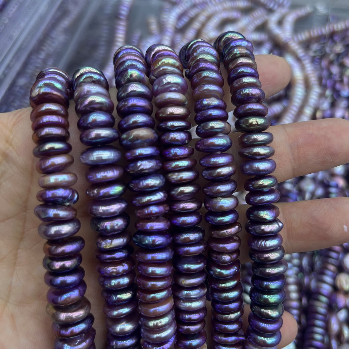 9-10 mm coin pearl center drilled deep purple