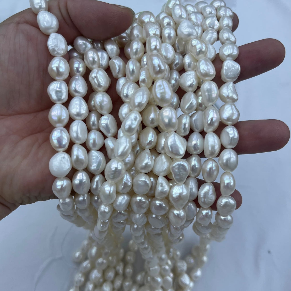9-10mm baroque nugget pearl strands white 5A