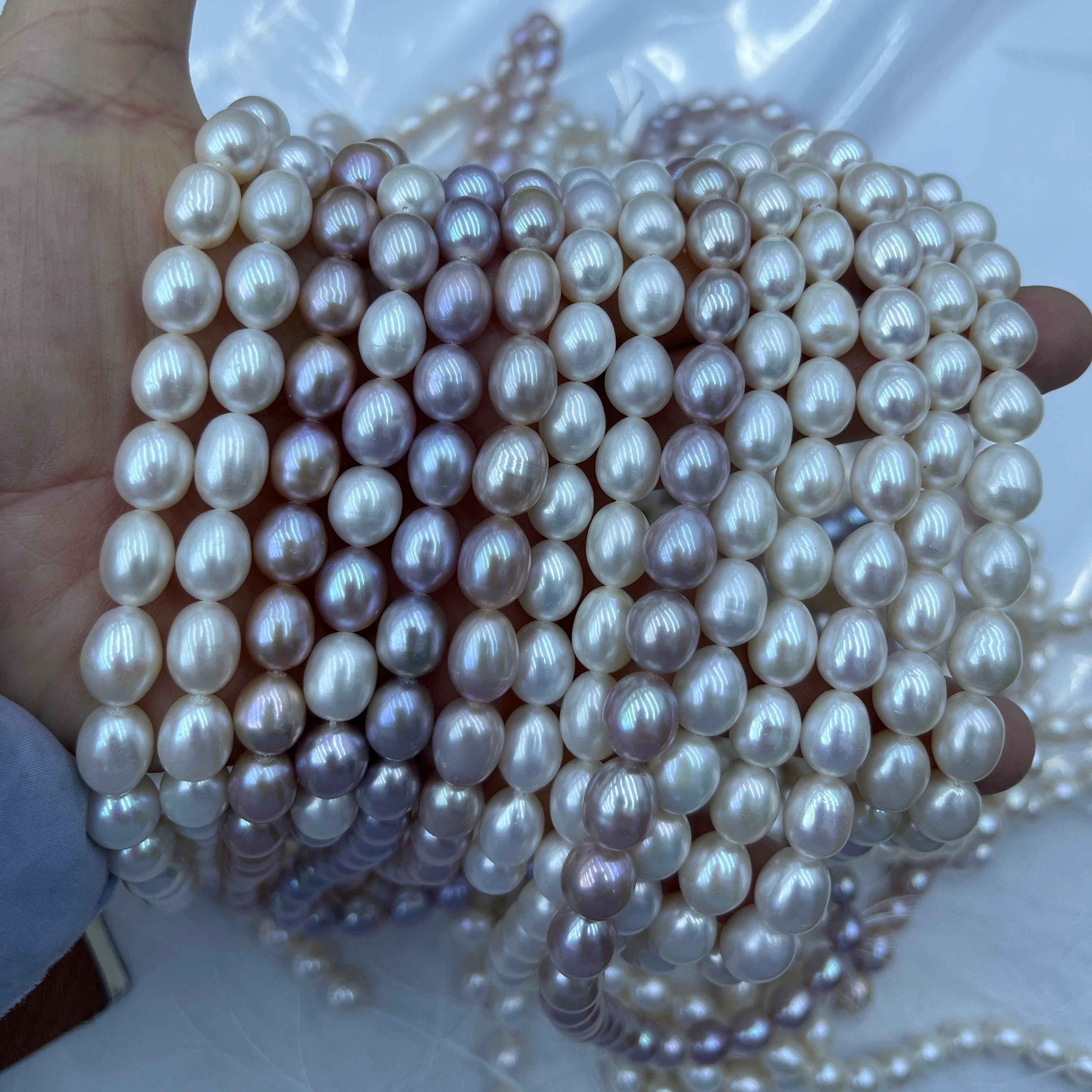 9mm rice pearl strand
