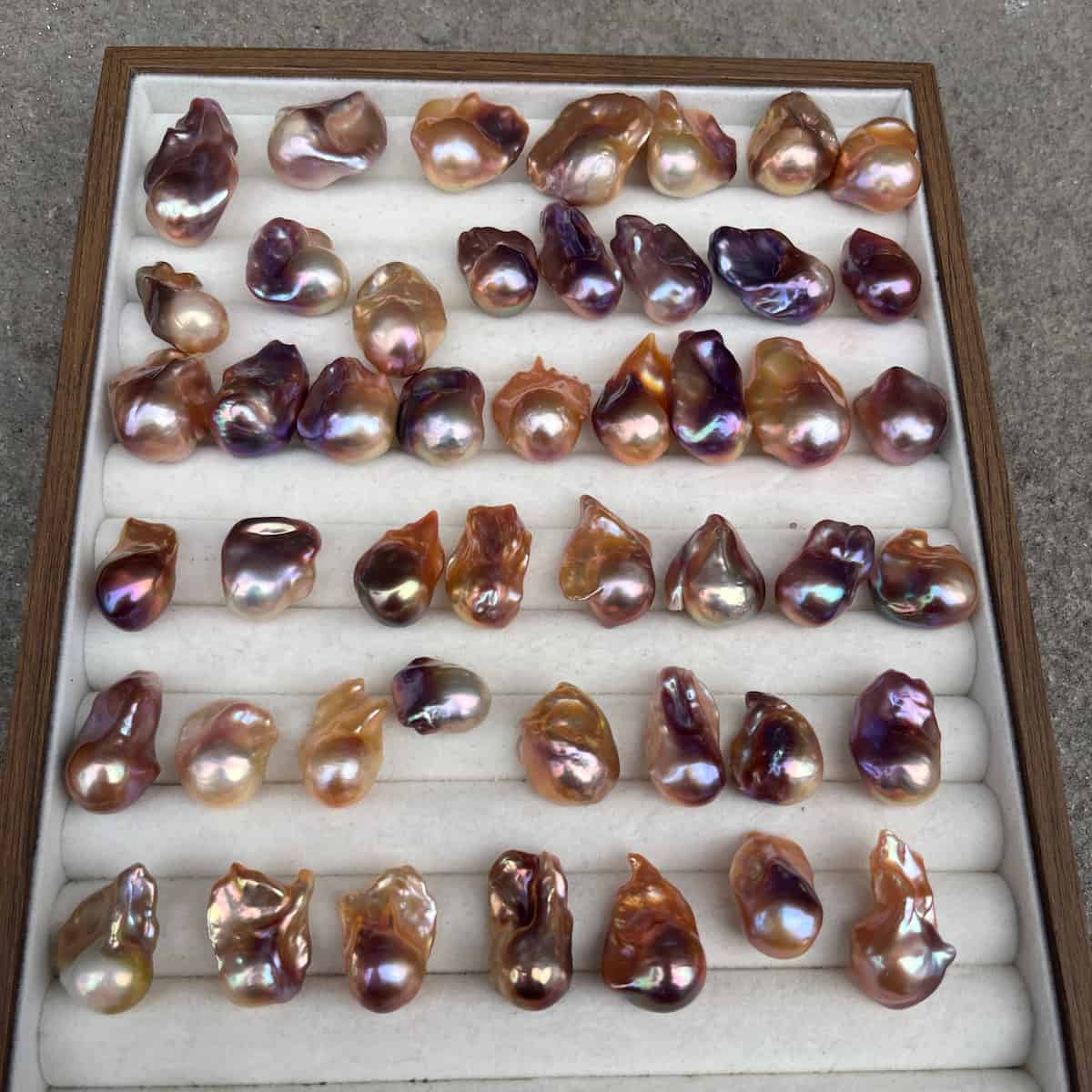 14-16mm multicolor Baroque fireball pearls loose orange/purple - 5A