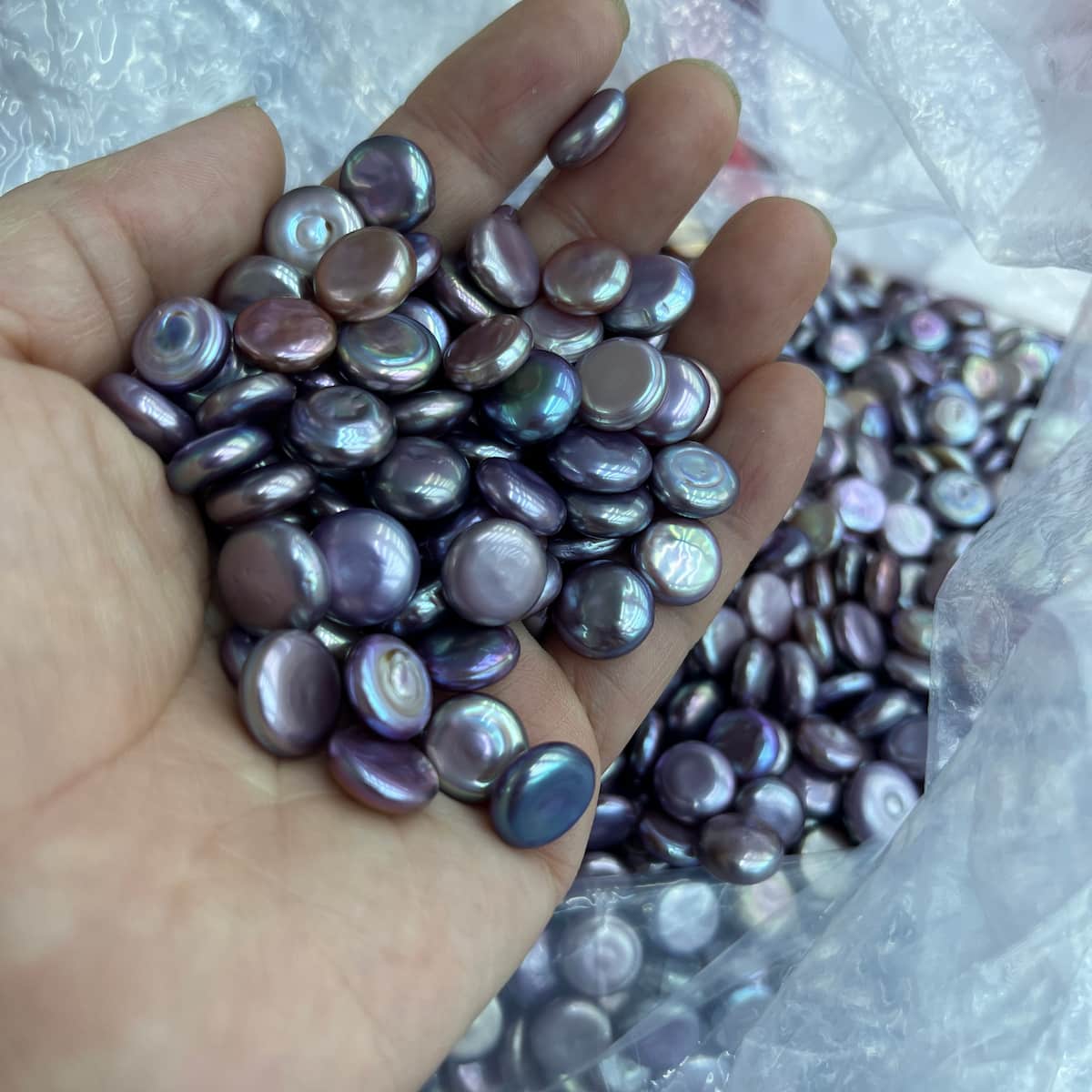 10-11 mm coin pearls loose one-side blueberry - 5A
