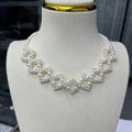 3-4mm and 5mm Handcrafted Braided round pearl necklace square mold -4A