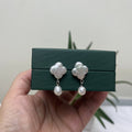 Pearl earring stud clover