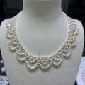 3-4mm Handcrafted Princess Style Braided Round Pearl Necklace -4A