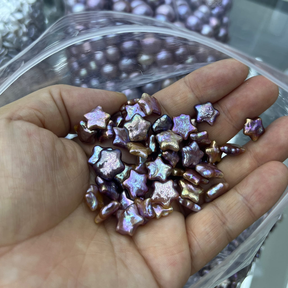 loose five-pointed star pearl beads purple