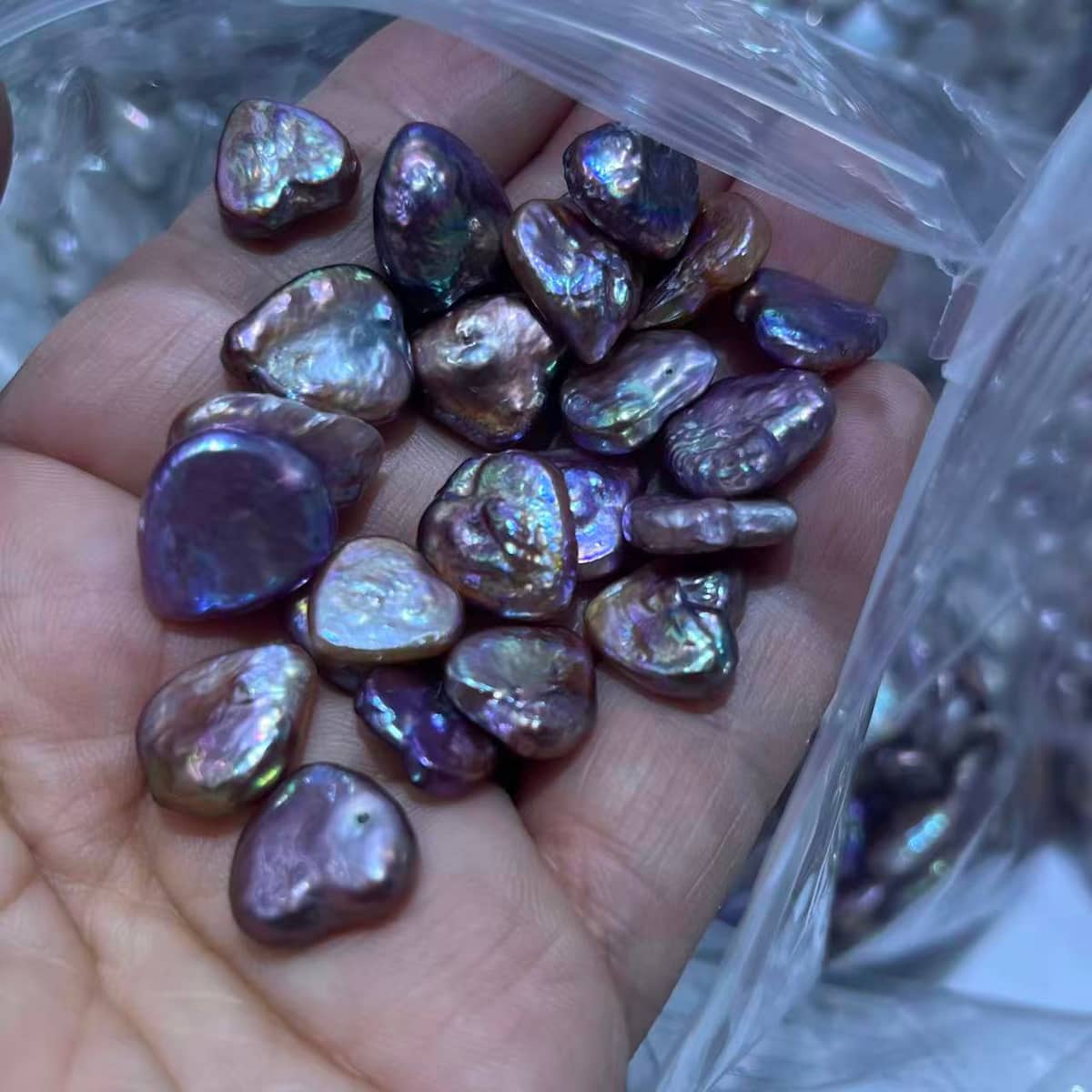 12mm heart pearls loose purple - 4A