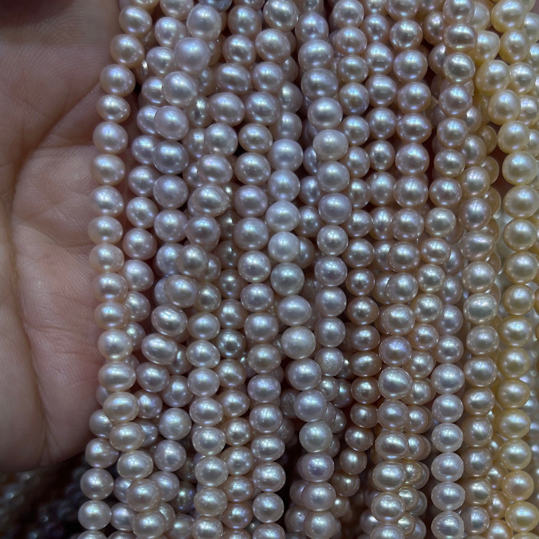 oval pink pearl strand