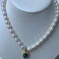 rice pearl necklace wholesale blue stone